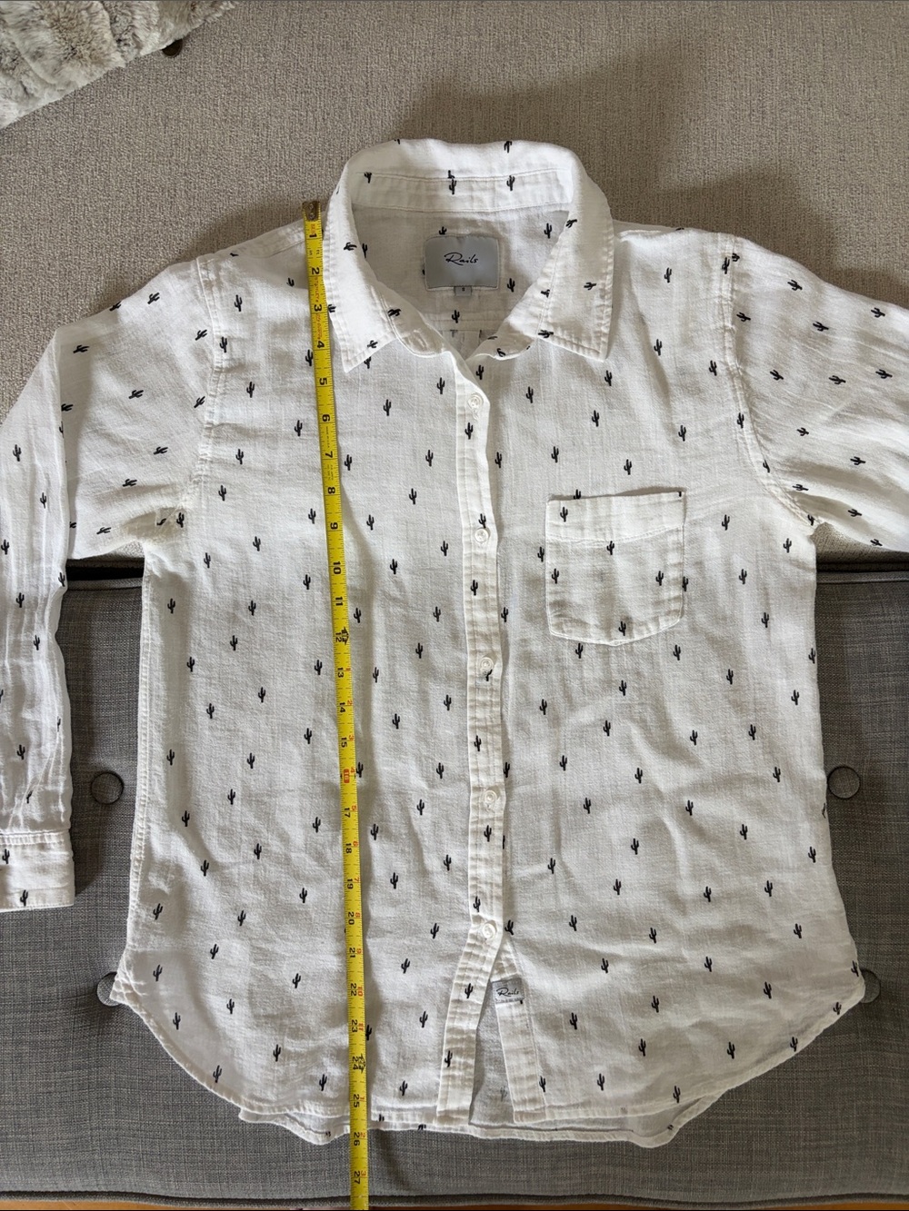 Rails White Button-Down Shirt with Black Cactus Print - Picture 6 of 12